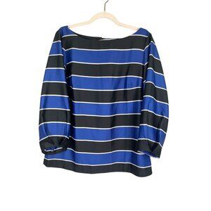 Banana Republic Striped Top M Resort Preppy Classic Chic Coastal Metallic Satiny